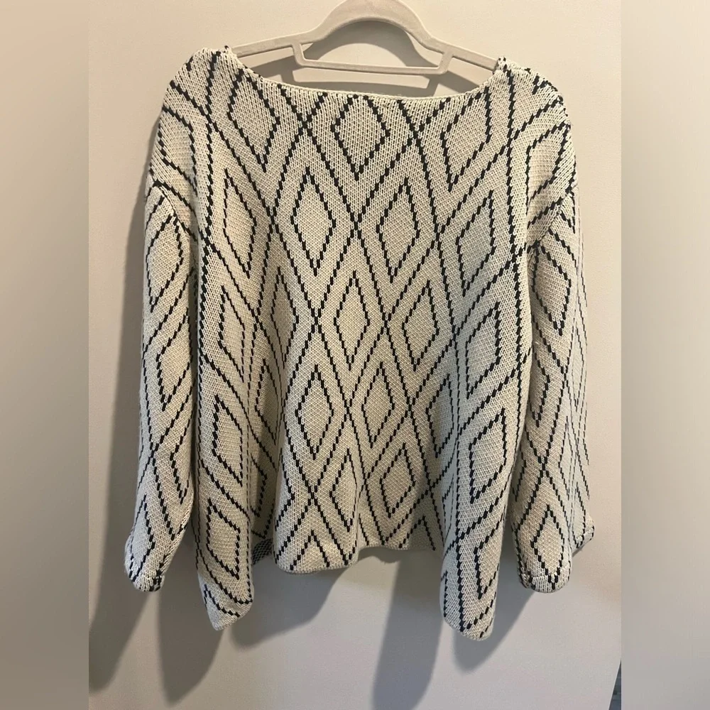 NORTH STYLE Navy and White Front Zip Cardigan with 3/4 Sleeves, 3X